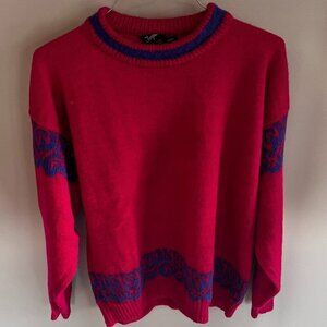Vintage Jumper Wool Sweater Pink Purple 100% Alpaca Wool No Size See Measurement